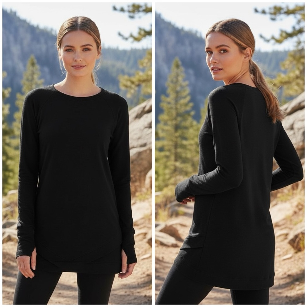 Athleta black criss cross tunic sweater dress size small